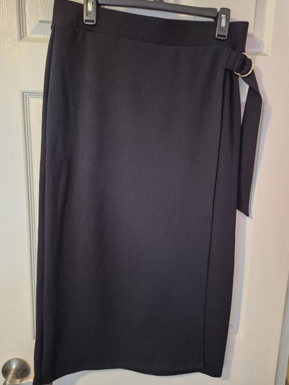 H&M Black Faux Wrap Skirt Size L